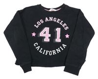 Černá crop mikina s číslem a nápisem H&M