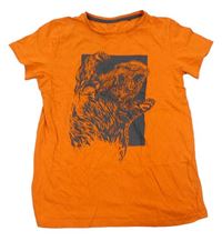 Oranžové tričko s medvědem Tu