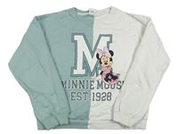 Modrozeleno-bílá oversize mikina s Minnie zn. Disney