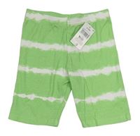 Zeleno-bílé pruhované žebrované elastické kraťasy Matalan