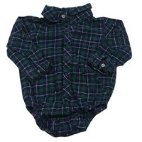 Tmaovmodro-zelené kostkované košilové body Mothercare