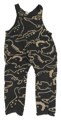 Antracitovo-smetanové laclové tepláky s dinosaury H&M