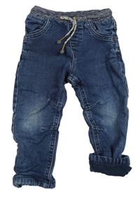 Modré podšité skinny rifle s úpletovým pasem George