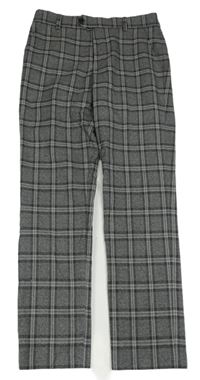 Šedo-tmavošedé kostkované chino kalhoty Next