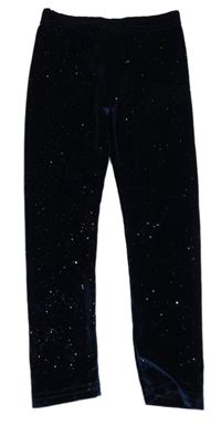 Tmavomodré sametové třpytivé legíny Pep&Co