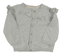 Šedý lehký propínací svetr s volánkem Mothercare