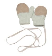 Šedo-světlerůžové pletené palcové rukavice 