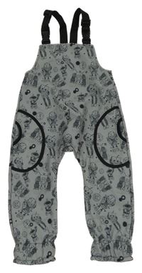 Šedo-černé softshellové kalhoty s roboty 