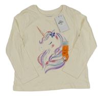Nové - smetanové triko s jednorožcem PRIMARK