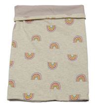 Světlebéžový bavlněný nákrčník s duhami 