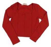 Červené žebrované crop triko H&M