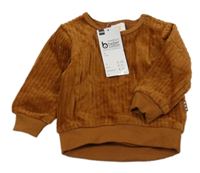 Nové - hnědá žebrovaná sametová mikina hema