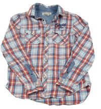 Modro-červená kostkovaná košile s nápisem H&M