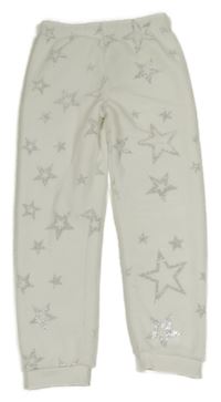 Bílé plyšové tepláky se stříbrnými hvězdami Primark