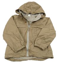 Hnědá plátěná jarní bunda s kapucí H&M