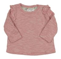 Růžové melírované úpletové triko