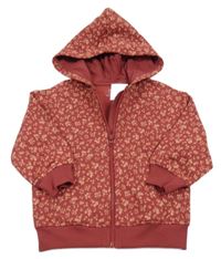 Červená květovaná propínací mikina s kapucí M&S