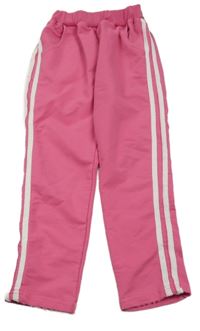 Růžové tepláky s pruhy 