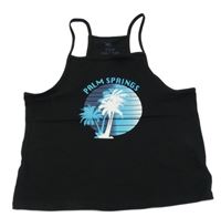 Černý crop top s palmou 
