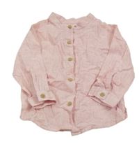 Světlerůžová melírovaná lněná košile Zara