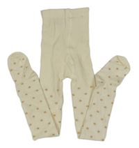 Smetanové punčocháče se zlatými puntíky H&M