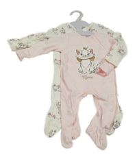 Nové - 2x overal s kočkami - bílý + světlerůžový Disney