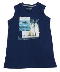 Tmavomodré tílko s potiskem 