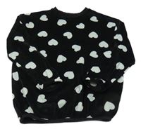 Černá plyšová mikina s modrými srdíčky George