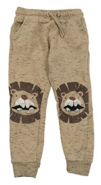 Hnědé melírované tepláky s lvíčky Nutmeg