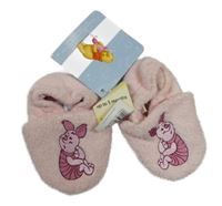 Nové - růžové plyšové capáčky s prasátkem Mothercare