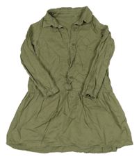 Khaki lehké šaty s límečkem 