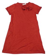 Červené třpytivé pletené šaty s mašlí H&M