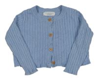 Modrý žebrovaný propínací lehký crop svetr Primark