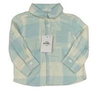 Světlemodro-bílá kostkovaná flanelová košile Primark