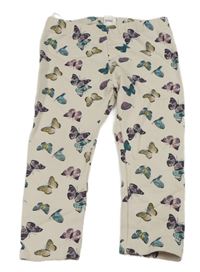 Pudrové zateplené legíny s motýlky H&M