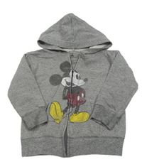 Šedá propínací mikina s Mickeym a kapucí Disney