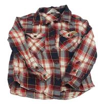 Tmavomodro-červeno-bílá kostkovaná košile H&M