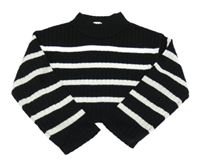 Černo-bílý pruhovaný crop žebrovaný svetr H&M