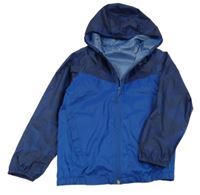 Tmavomodro-modrá šusťáková jarní funkční bunda s kapucí Quechua