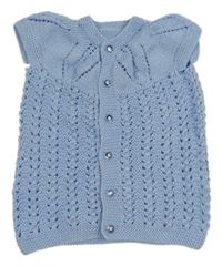 Světlemodrá perforovaná pletená propínací vesta 