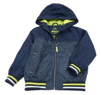 Tmavomodrá melírovaná šusťáková jarní bunda s kapucí Kiki&Koko