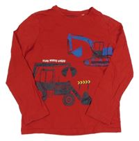 Červené triko s bagry C&A