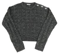 Tmavošedo-stříbrný melírovaný třpytivý crop svetr Primark