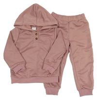 2set - Růžová mikina s kapucí + tepláky 
