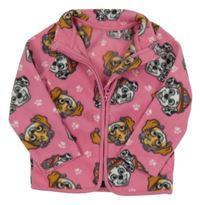 Růžová fleecová propínací mikina - Tlapková Patrola George