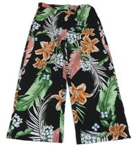 Černo-barevné květované palazzo kalhoty Shein