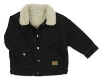 Černá riflová zateplená bunda s límečkem F&F