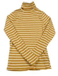 Hořčicovo-bílý pruhovaný žebrovaný rolák Zara