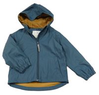 Šedomodrá voděodolná jarní bunda s kapucí 