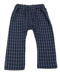 Tmavomodro-bílé kostkované tepláky 